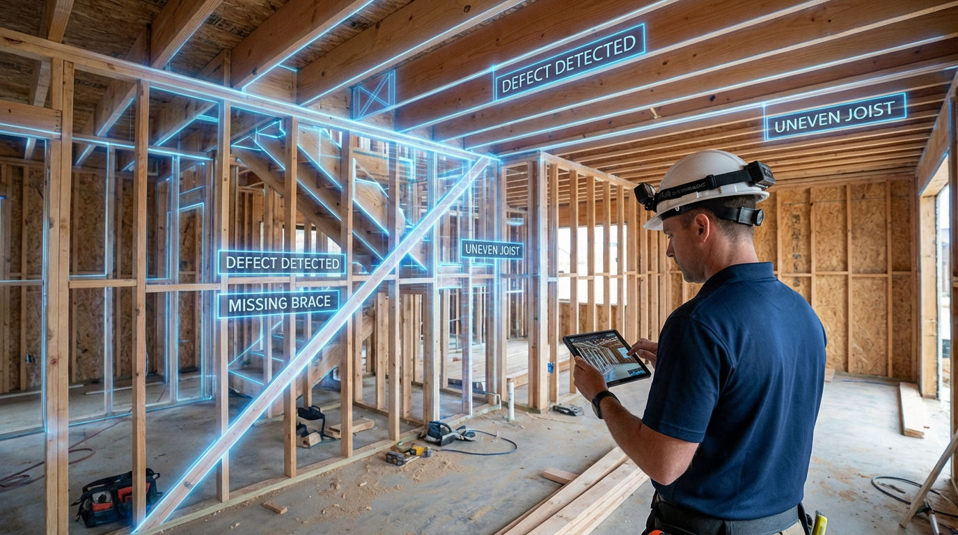 AI-powered quality inspection detecting construction defects