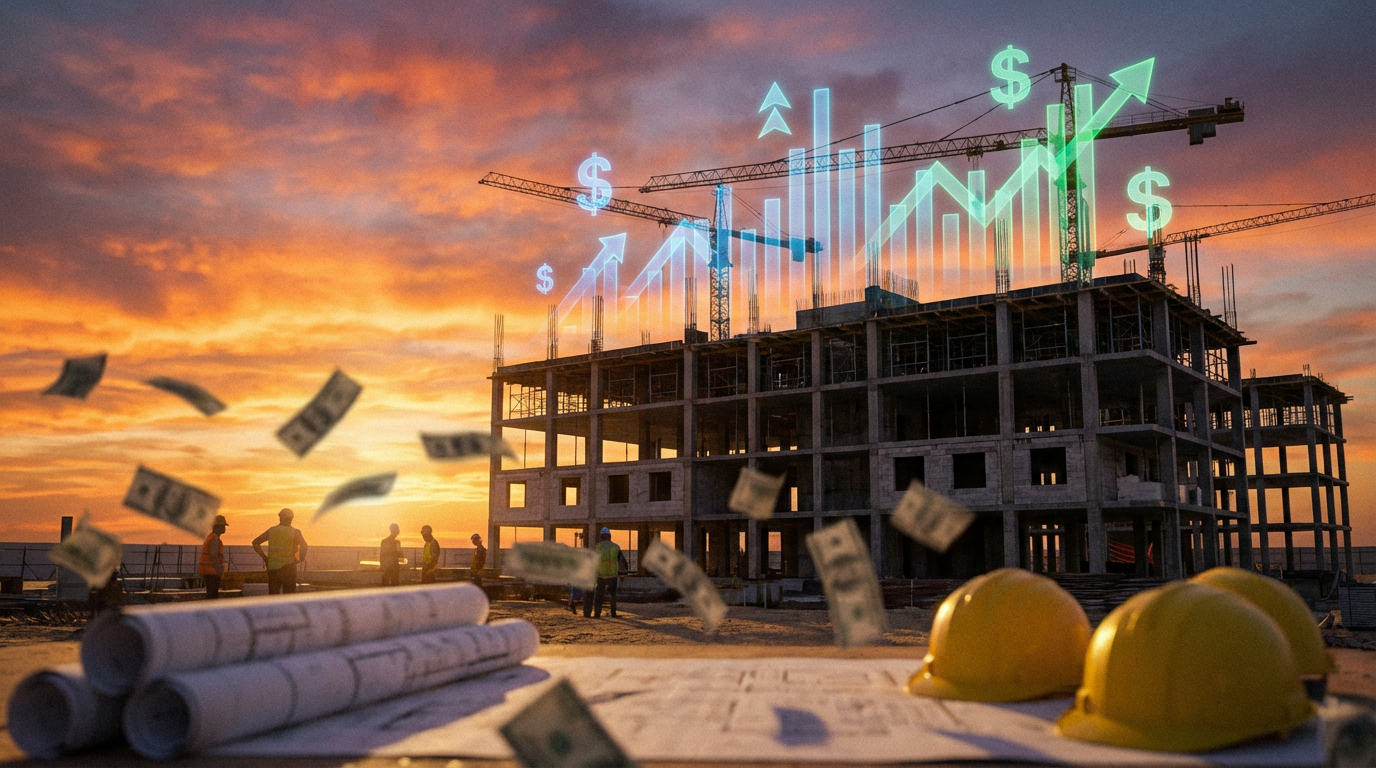 Construction site with venture capital investment imagery