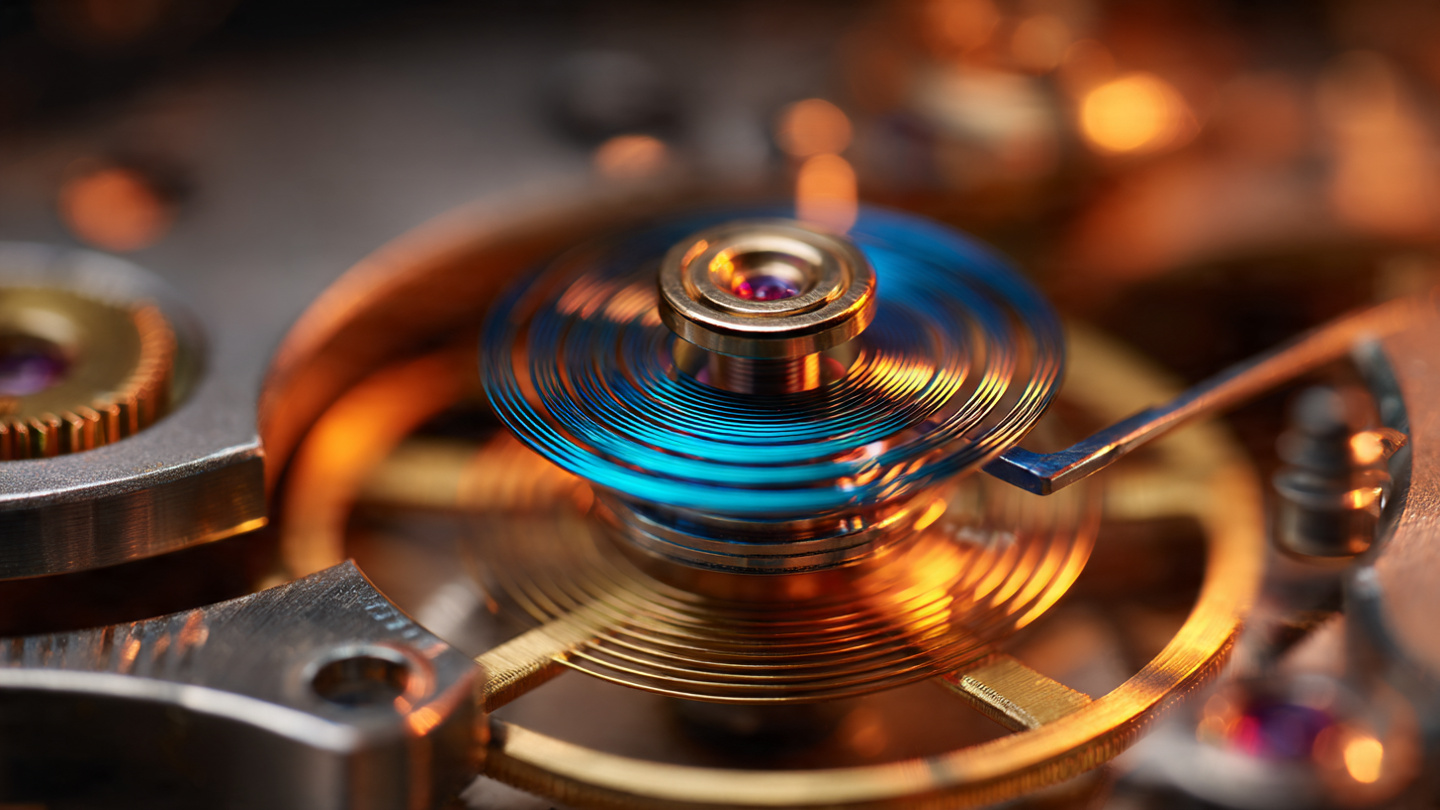 Mechanical watch movement with blue hairspring