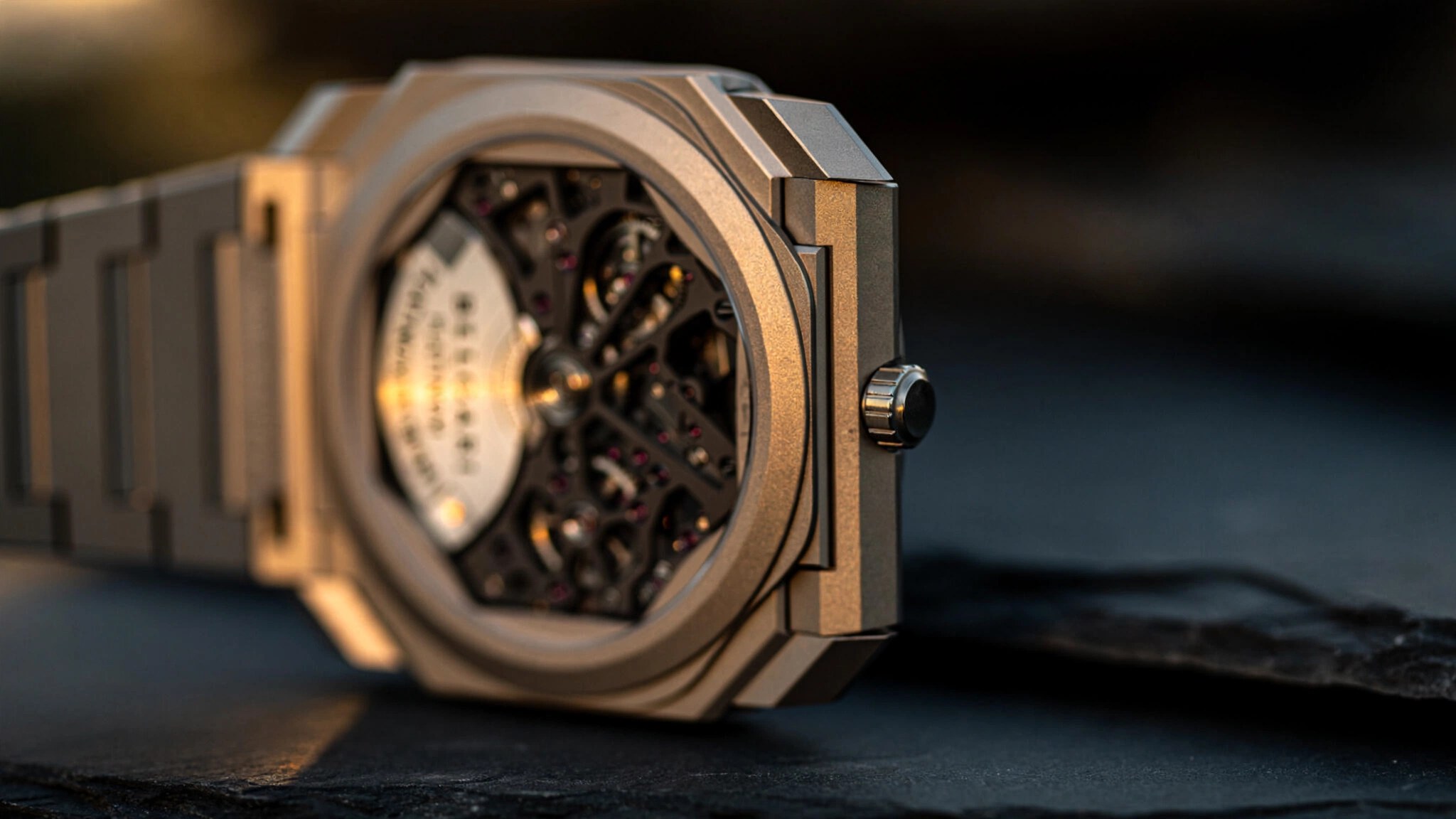Bulgari Octo Finissimo 37mm in sandblasted titanium showing the octagonal case geometry and ultra-thin profile