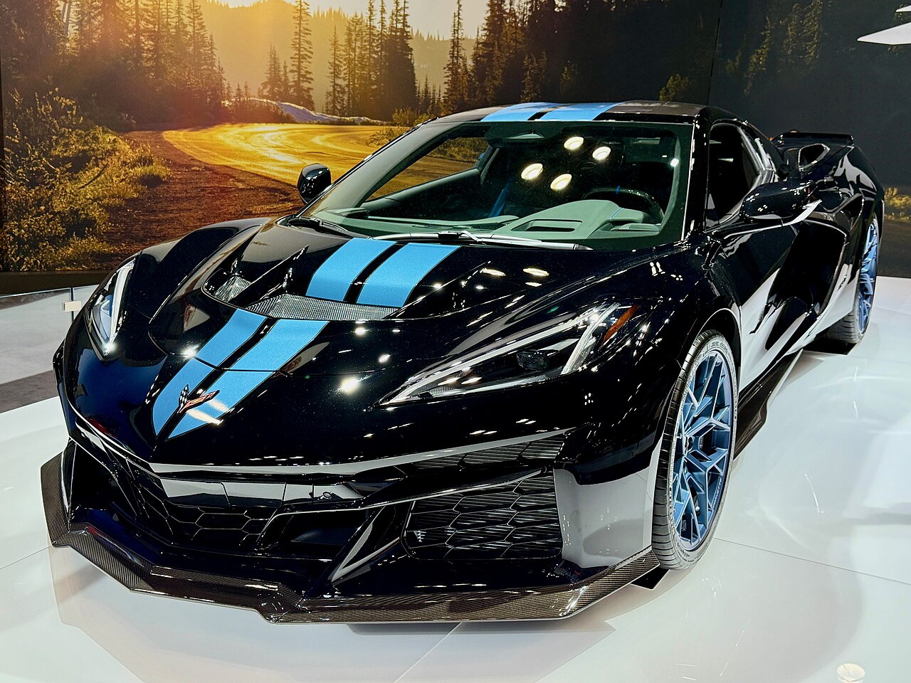 2026 Corvette ZR1 in profile, low angle, showing aggressive rear aero